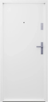 Ekonomiczne drzwi wewnątrzklatkowe wejściowe do mieszkania z klatki schodowej 55 mm stalowe białe G00