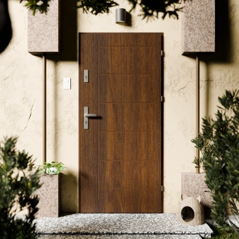 Basic Inox CK drzwi zewnętrzne 72 mm z klamką energooszczędne Ud-1.3 bez szyby pełne Program Czyste Powietrze