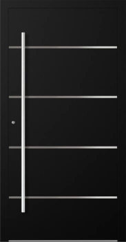 Drzwi zewnętrzne do domu aluminiowe 75 mm na wymiar klamka i antaba inox Superial SL75 energooszczędne bez szyby czarne M02