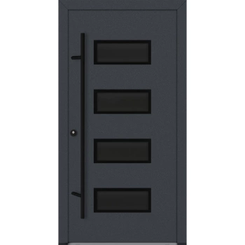 Drzwi zewnętrzne wejściowe do domu stalowo aluminiowe 82 mm DS82 U <= 0,89 antaba czarna szyba ciemna lustro weneckie Program Czyste Powietrze M62