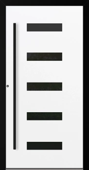 Drzwi zewnętrzne aluminiowe 75 mm z czarną ościeżnicą i okuciami na wymiar Superial SL75 energooszczędne z szybą białe M31
