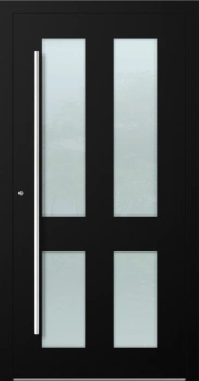 Drzwi zewnętrzne do domu aluminiowe 75 mm na wymiar klamka i antaba inox Superial SL75 energooszczędne z szybą czarne M09