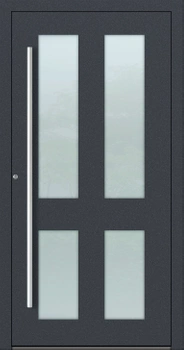 Drzwi zewnętrzne do domu aluminiowe 90 mm RC2 na wymiar klamka i antaba inox Premium Alu P90 energooszczędne z szybą antracyt db703 M09
