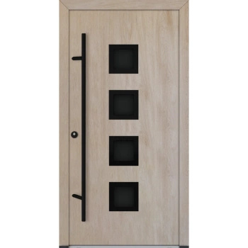 Drzwi zewnętrzne wejściowe do domu stalowo aluminiowe 82 mm DS82 U <= 0,89 antaba czarna szyba ciemna lustro weneckie Program Czyste Powietrze M33