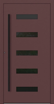 Drzwi zewnętrzne do domu aluminiowe 75 mm na wymiar okucia czarne Superial SL75 Blackline energooszczędne z szybą czerwono brązowe M31