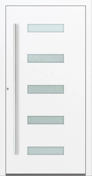 Drzwi zewnętrzne do domu aluminiowe 90 mm RC2 na wymiar klamka i antaba inox Premium Alu P90 energooszczędne z szybą białe M11