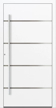 Drzwi zewnętrzne do domu aluminiowe 90 mm RC2 na wymiar klamka i antaba inox Premium Alu P90 energooszczędne bez szyby białe M02