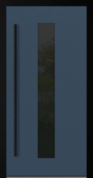 Drzwi zewnętrzne aluminiowe 90 mm RC2 z czarną ościeżnicą i okuciami na wymiar Premium Alu P90 energooszczędne z szybą ciemny niebieski M35