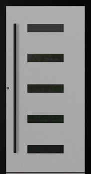 Drzwi zewnętrzne aluminiowe 90 mm RC2 z czarną ościeżnicą i okuciami na wymiar Premium Alu P90 energooszczędne z szybą szare M31