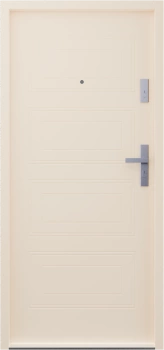Ekonomiczne drzwi wewnątrzklatkowe wejściowe do mieszkania z klatki schodowej 55 mm stalowe beżowe T34