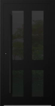 Drzwi zewnętrzne do domu aluminiowe 75 mm na wymiar klamka i antaba czarna Superial SL75 Blackline energooszczędne z szybą czarne M29