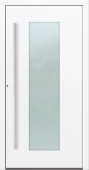 Drzwi zewnętrzne do domu aluminiowe 90 mm RC2 na wymiar klamka i antaba inox Premium Alu P90 energooszczędne z szybą białe M08
