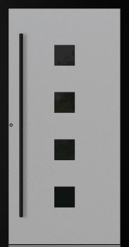 Drzwi zewnętrzne aluminiowe 90 mm RC2 z czarną ościeżnicą i okuciami na wymiar Premium Alu P90 energooszczędne z szybą szare M23