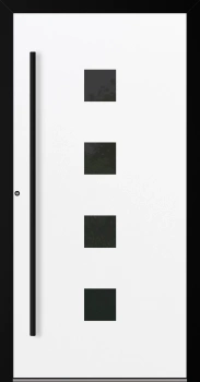 Drzwi zewnętrzne aluminiowe 75 mm z czarną ościeżnicą i okuciami na wymiar Superial SL75 energooszczędne z szybą białe M23