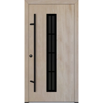 Drzwi zewnętrzne wejściowe do domu stalowo aluminiowe 82 mm DS82 U <= 0,89 antaba czarna szyba ciemna lustro weneckie Program Czyste Powietrze C21