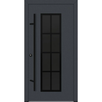 Drzwi zewnętrzne wejściowe do domu stalowo aluminiowe 82 mm DS82 U <= 0,89 antaba czarna szyba ciemna lustro weneckie Program Czyste Powietrze C35