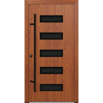 Drzwi zewnętrzne wejściowe do domu stalowo aluminiowe 82 mm DS82 U <= 0,89 antaba czarna szyba ciemna lustro weneckie Program Czyste Powietrze C31