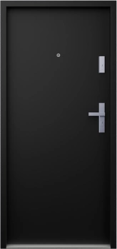 Ekonomiczne drzwi wewnątrzklatkowe wejściowe do mieszkania z klatki schodowej 55 mm stalowe czarne G00