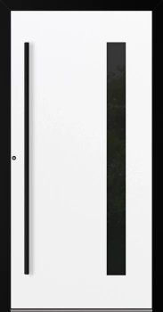 Drzwi zewnętrzne aluminiowe 90 mm RC2 z czarną ościeżnicą i okuciami na wymiar Premium Alu P90 energooszczędne z szybą białe M24