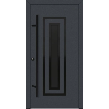 Drzwi zewnętrzne wejściowe do domu stalowo aluminiowe 82 mm DS82 U <= 0,89 antaba czarna szyba ciemna lustro weneckie Program Czyste Powietrze C31