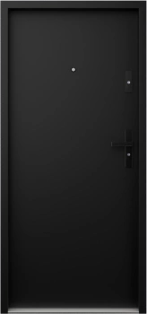 Drzwi wewnątrzklatkowe antywłamaniowe RC3 z Certyfikatem akustyczne wyciszające 47 dB 55 mm stalowe gładkie z czarną klamką czarne G00