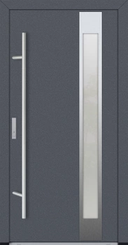 Drzwi zewnętrzne wejściowe do domu stalowo aluminiowe 82 mm DS82 przeszklone z okuciami inox antracyt db703 Program Czyste Powietrze M04