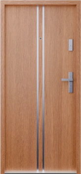 Drzwi przeciwpożarowe EI30 wewnątrzklatkowe dymoszczelne Sa S200 antywłamaniowe RC3 akustyczne 42 dB 55 mm stalowe z aplikacjami złoty dąb A7