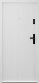 Drzwi wewnątrzklatkowe antywłamaniowe RC3 z Certyfikatem akustyczne wyciszające 47 dB 55 mm stalowe gładkie z klamką czarną biały drewnopodobny G00