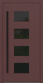 Drzwi zewnętrzne do domu aluminiowe 75 mm na wymiar okucia czarne Superial SL75 Blackline energooszczędne z szybą czerwono brązowe M311