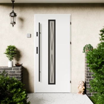 Witro Black CK drzwi zewnętrzne 72 mm z antabą/pochwytem energooszczędne Ud-1.3 szyba mleczna z nadrukiem ceramicznym Program Czyste Powietrze