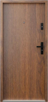 Drzwi wewnątrzklatkowe antywłamaniowe RC3 z Certyfikatem akustyczne wyciszające 47 dB 55 mm stalowe gładkie z klamką czarną orzech G00