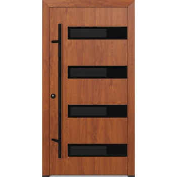 Drzwi zewnętrzne wejściowe do domu stalowo aluminiowe 82 mm DS82 U <= 0,89 antaba czarna szyba ciemna lustro weneckie Program Czyste Powietrze M63