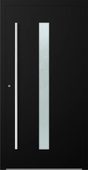 Drzwi zewnętrzne do domu aluminiowe 75 mm na wymiar klamka i antaba inox Superial SL75 energooszczędne z szybą czarne M01