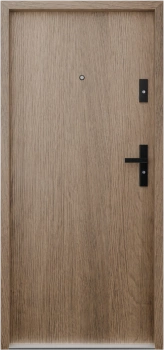 Drzwi wewnątrzklatkowe antywłamaniowe RC3 z Certyfikatem akustyczne wyciszające 47 dB 55 mm stalowe gładkie z klamką czarną dąb trufla G00