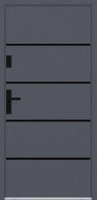 Drzwi wejściowe do domu w zabudowie szeregowej stalowo aluminiowe 68 mm klamka czarna bez szyby ATU68 4 kolory Program Czyste Powietrze model 522