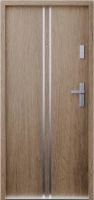 Ekonomiczne drzwi wewnątrzklatkowe wejściowe do mieszkania z klatki schodowej 55 mm stalowe dąb trufla A7