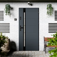 Toreno Black CK drzwi zewnętrzne 72 mm z klamką czarną energooszczędne Ud-1.3 przeszklone lustro weneckie szyba mleczna Program Czyste Powietrze
