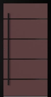 Drzwi zewnętrzne aluminiowe 75 mm z czarną ościeżnicą i okuciami na wymiar Superial SL75 energooszczędne bez szyby czerwono brązowe M22