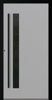 Drzwi zewnętrzne aluminiowe 90 mm RC2 z czarną ościeżnicą i okuciami na wymiar Premium Alu P90 energooszczędne z szybą szare M34