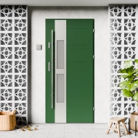 Anda Inox CK drzwi zewnętrzne 72 mm z antabą/pochwytem energooszczędne Ud-1.3 przeszklone lustro weneckie szyba mleczna Program Czyste Powietrze