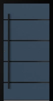 Drzwi zewnętrzne aluminiowe 75 mm z czarną ościeżnicą i okuciami na wymiar Superial SL75 energooszczędne bez szyby ciemny niebieski M22