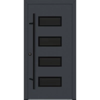 Drzwi zewnętrzne wejściowe do domu stalowo aluminiowe 82 mm DS82 U <= 0,89 antaba czarna szyba ciemna lustro weneckie Program Czyste Powietrze M62