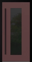 Drzwi zewnętrzne aluminiowe 75 mm z czarną ościeżnicą i okuciami na wymiar Superial SL75 energooszczędne z szybą czerwono brązowe M28