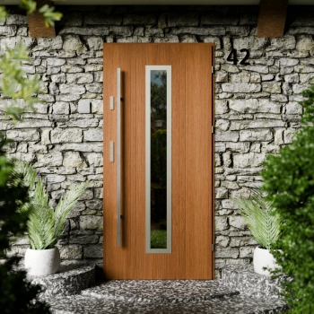 Drzwi zewnętrzne stalowe do domu Presto Inox 72mm z antabą/pochwytem energooszczędne Ud=1.3 lustro weneckie szyba mleczna Program Czyste Powietrze