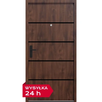 Drzwi wewnątrzklatkowe antywłamaniowe z ościeżnicą atestowane RC3 68mm stalowe akustyczne 44 dB dymoszczelne orzech M02