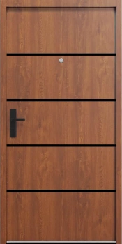 Drzwi wewnątrzklatkowe antywłamaniowe z ościeżnicą atestowane RC3 68mm stalowe akustyczne 44 dB dymoszczelne złoty dąb M02