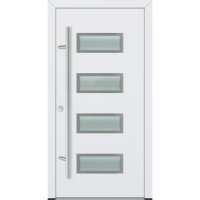 Drzwi zewnętrzne wejściowe do domu stalowo aluminiowe 82 mm DS82 U <= 0,89 antaba inox szyba mleczna lustro weneckie Program Czyste Powietrze M42