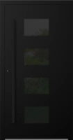 Drzwi zewnętrzne do domu aluminiowe 90 mm RC2 na wymiar klamka i antaba czarna Premium Alu P90 Blackline energooszczędne z szybą czarne M311