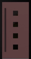 Drzwi zewnętrzne aluminiowe 75 mm z czarną ościeżnicą i okuciami na wymiar Superial SL75 energooszczędne z szybą czerwono brązowe M23