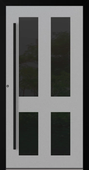Drzwi zewnętrzne aluminiowe 90 mm RC2 z czarną ościeżnicą i okuciami na wymiar Premium Alu P90 energooszczędne z szybą szare M29